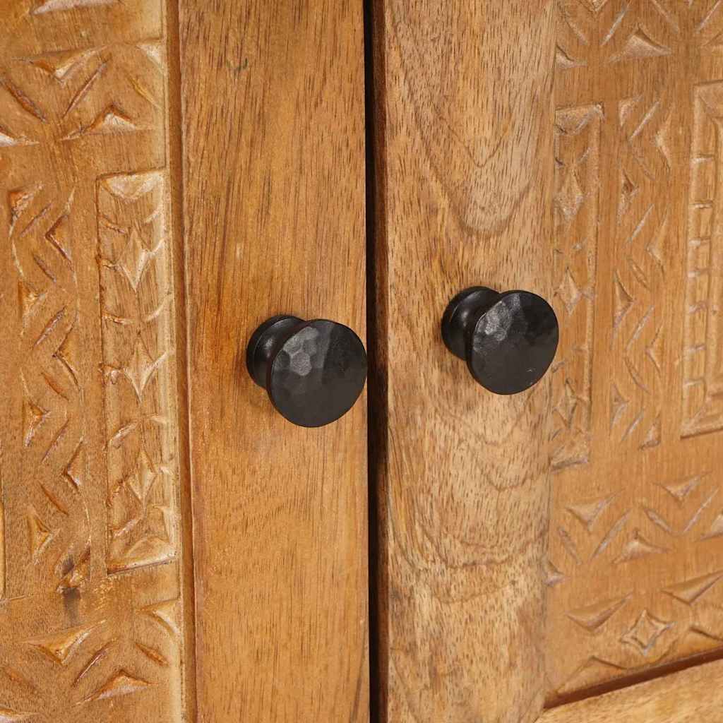 Nachttisch mit Tür Hellbraun 50 x 33 x 60 cm massives Mangoholz