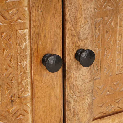 Nachttisch mit Tür Hellbraun 50 x 33 x 60 cm massives Mangoholz