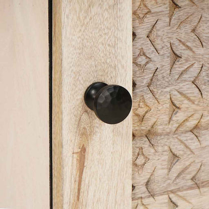 Nachttisch Beige 40 x 33 x 46 cm massives Mangoholz