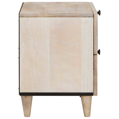 Nachttisch Beige 40 x 33 x 46 cm massives Mangoholz