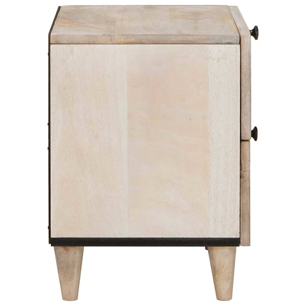 Nachttisch 2 pcs Beige 40 x 33 x 46 cm massives Mangoholz