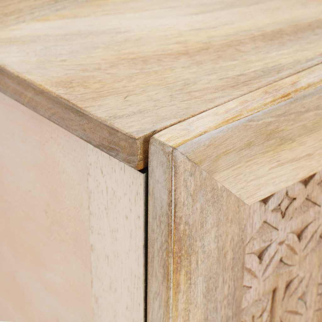 TV-Schränk mit Regal Weiß 105 x 33 x 46 cm massives Mangoholz