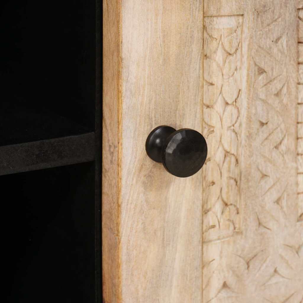 TV-Schränk mit Regal Weiß 105 x 33 x 46 cm massives Mangoholz