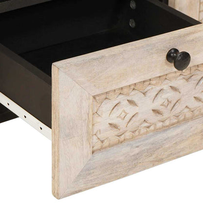 TV-Schränk mit Regal Weiß 70 x 33 x 46 cm massives Mangoholz