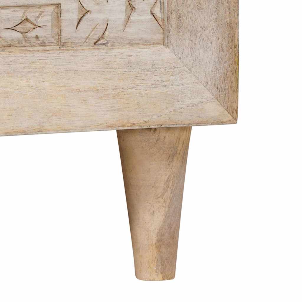 Couchtisch mit Regal Beige 80 x 50 x 40 cm massives Mangoholz