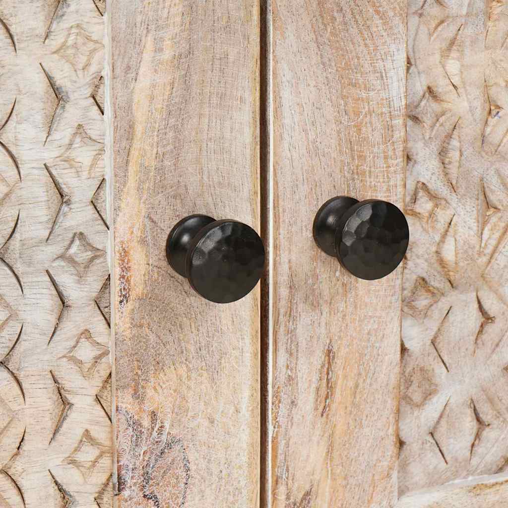 Couchtisch mit Tür Beige 80 x 50 x 40 cm massives Mangoholz