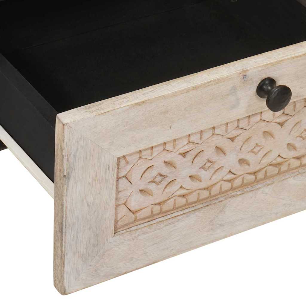 Nachttisch Beige 40 x 33 x 46 cm massives Mangoholz