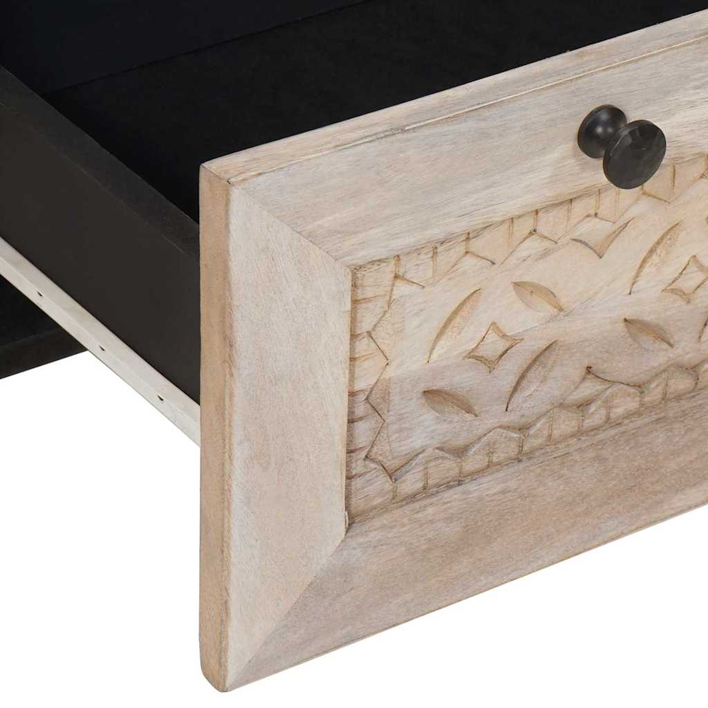 Nachttisch Beige 50 x 33 x 60 cm massives Mangoholz