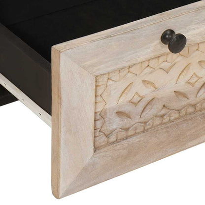 Nachttisch mit Regal Beige 50 x 33 x 60 cm massives Mangoholz