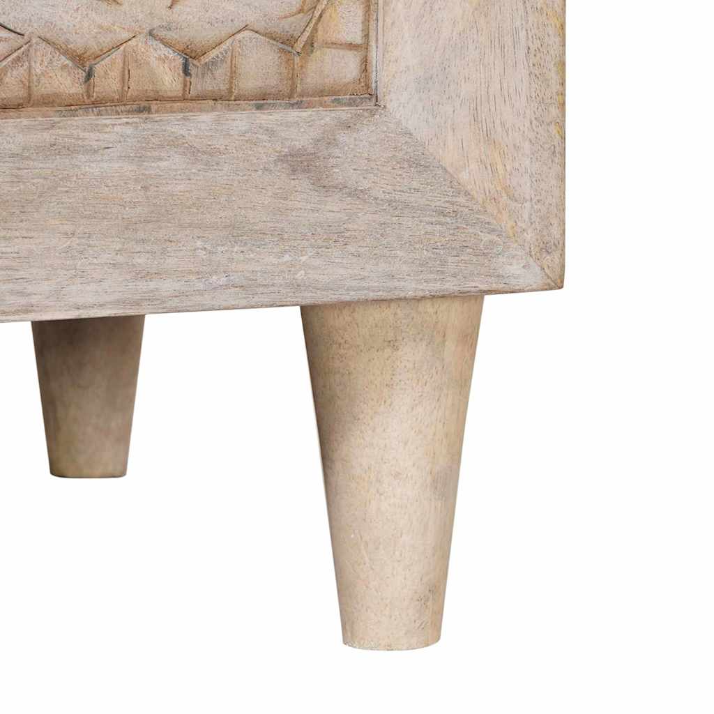 Nachttisch mit Regal Beige 50 x 33 x 60 cm massives Mangoholz