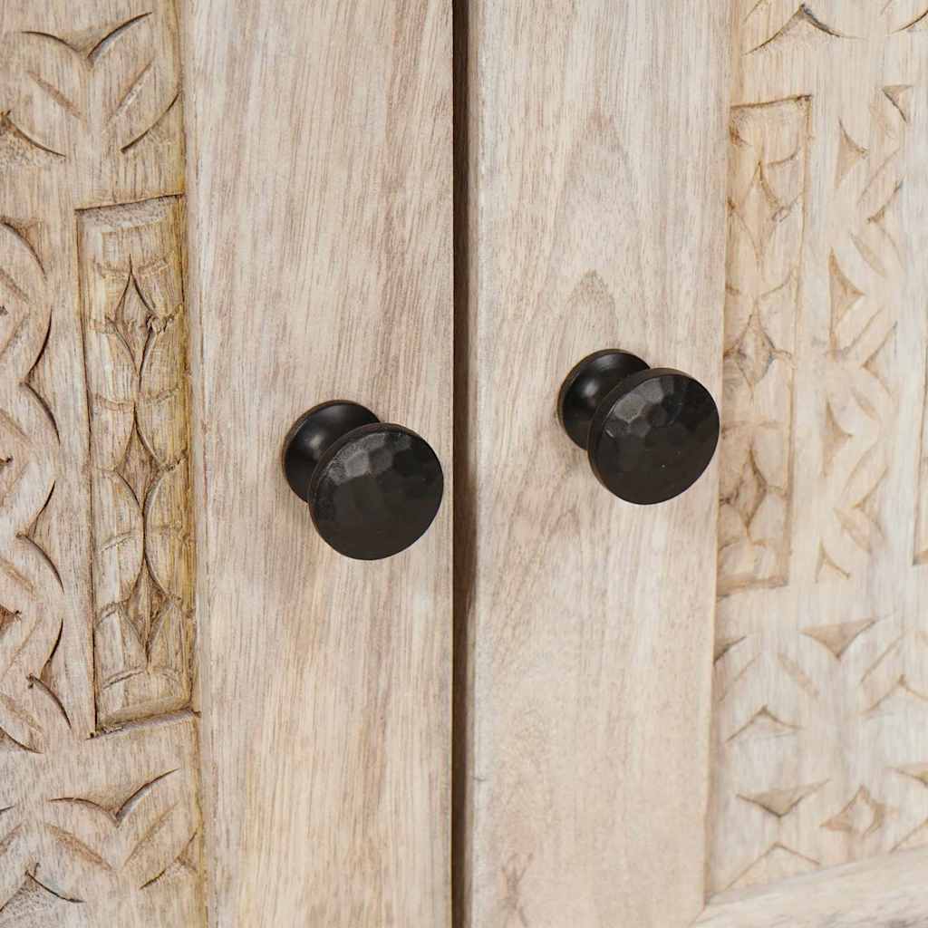 Nachttisch mit Tür Beige 50 x 33 x 60 cm massives Mangoholz