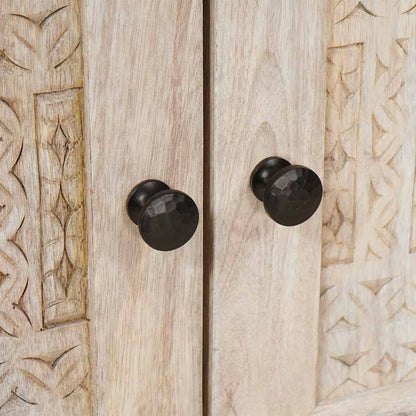 Nachttisch mit Tür Beige 50 x 33 x 60 cm massives Mangoholz