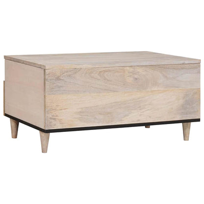 Couchtisch mit Regal Weiß 80 x 54 x 40 cm massives Mangoholz