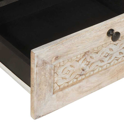 TV-Schränk mit Regal Weiß 105 x 33 x 46 cm massives Mangoholz