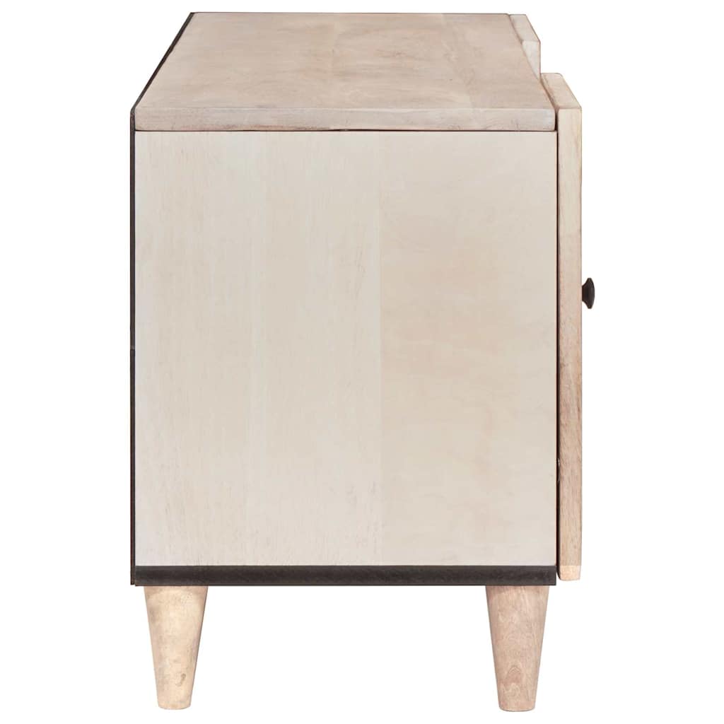 TV-Schränk mit Regal Weiß 105 x 33 x 46 cm massives Mangoholz