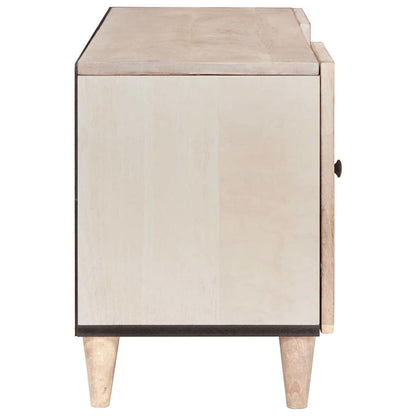 TV-Schränk mit Regal Weiß 105 x 33 x 46 cm massives Mangoholz