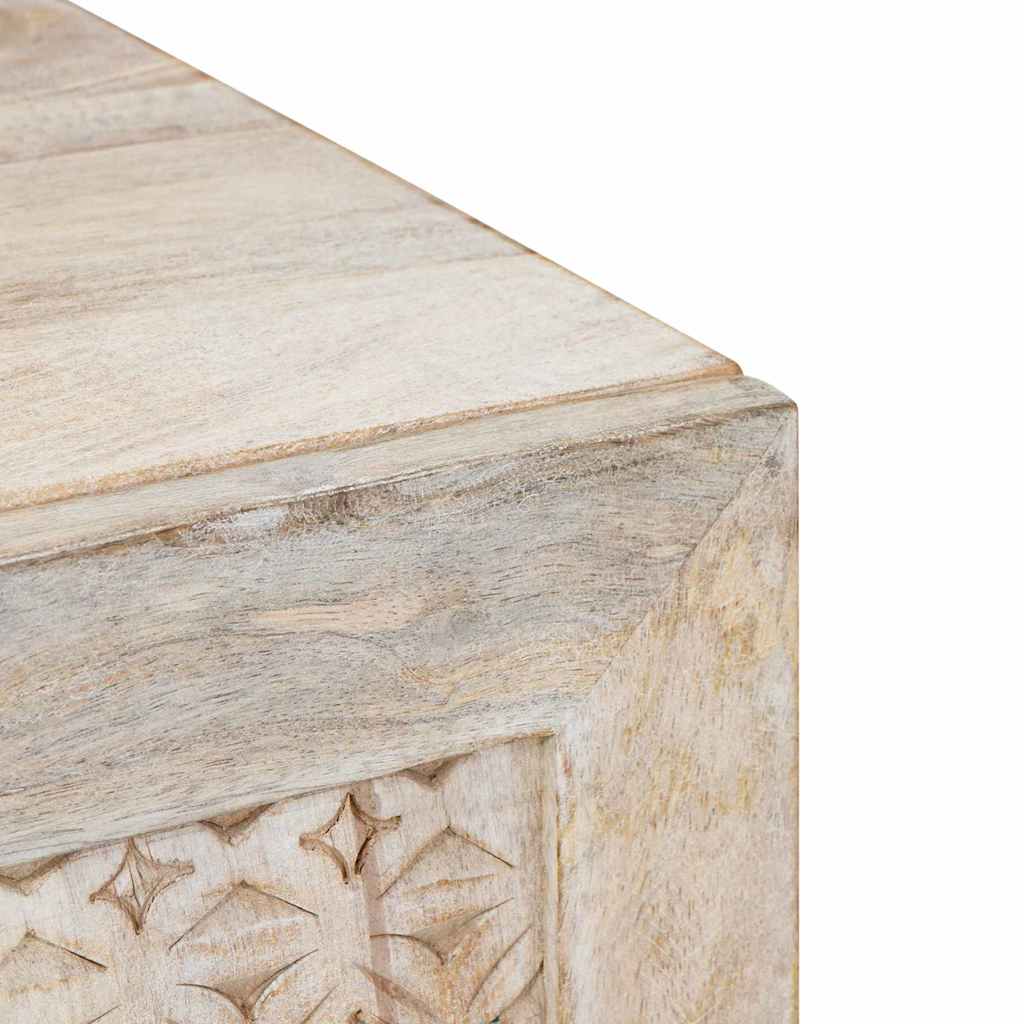 TV-Schränk mit Regal Weiß 80 x 33 x 46 cm massives Mangoholz