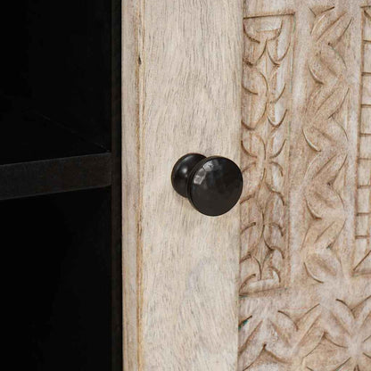 TV-Schränk mit Regal Weiß 80 x 33 x 46 cm massives Mangoholz