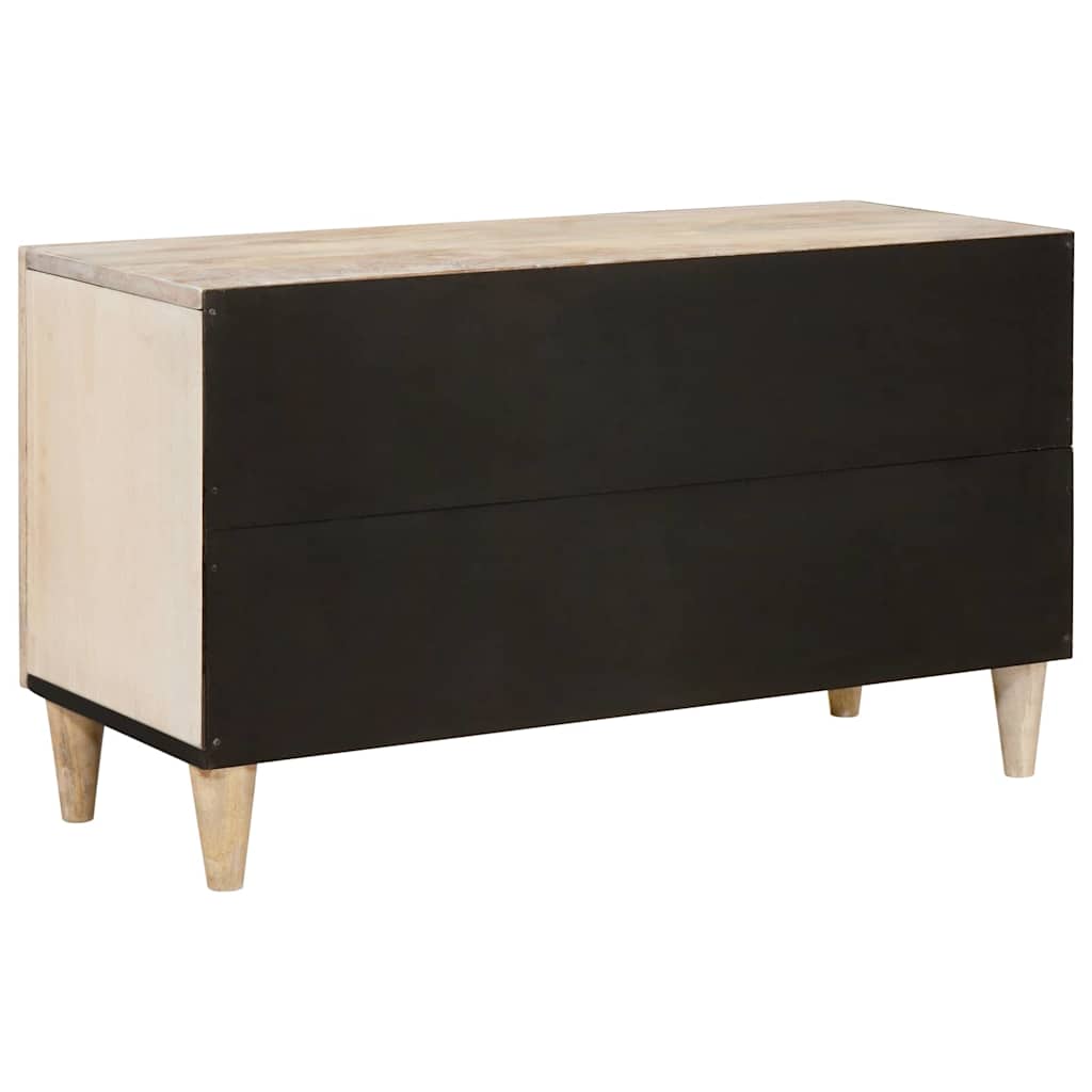 TV-Schränk mit Regal Weiß 80 x 33 x 46 cm massives Mangoholz