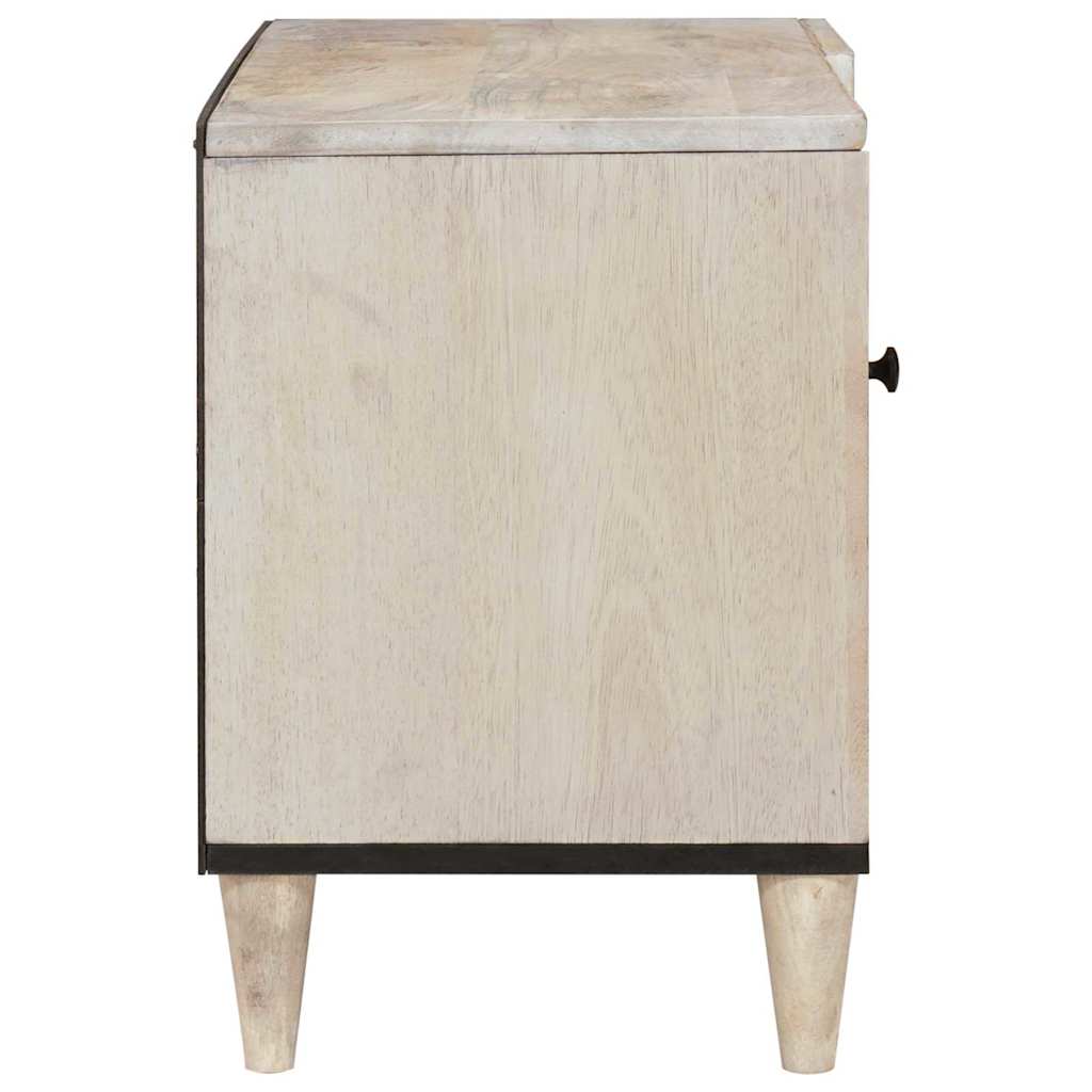 TV-Schränk mit Regal Weiß 80 x 33 x 46 cm massives Mangoholz