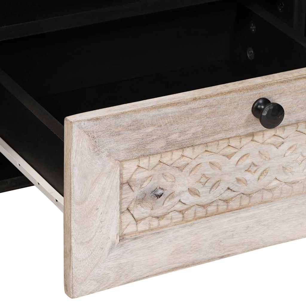 TV-Schränk mit Schubladen mit Regal Weiß massives Mangoholz