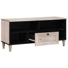 TV-Schränk mit Schubladen mit Regal Weiß massives Mangoholz