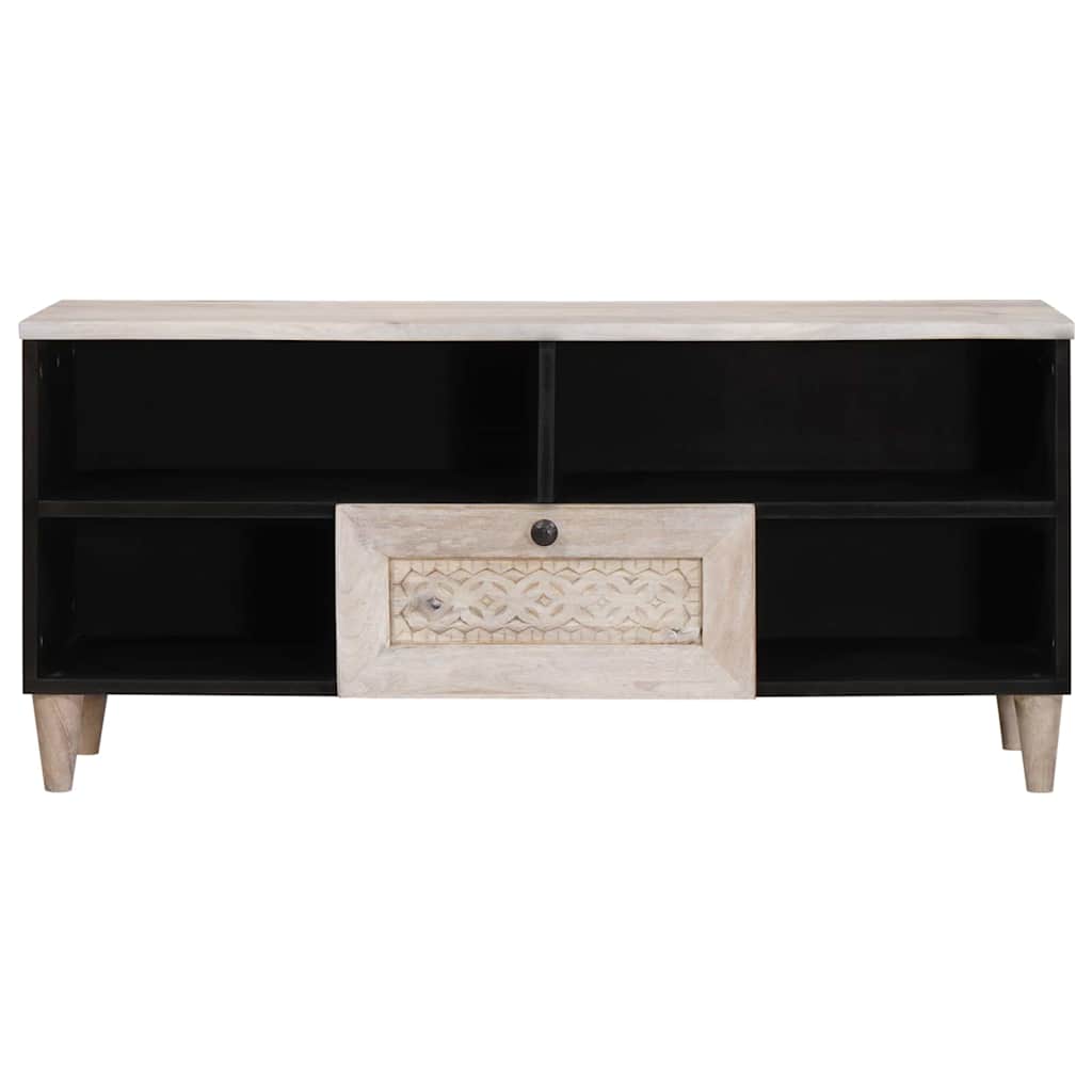 TV-Schränk mit Schubladen mit Regal Weiß massives Mangoholz