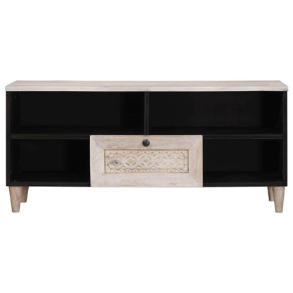 TV-Schränk mit Schubladen mit Regal Weiß massives Mangoholz