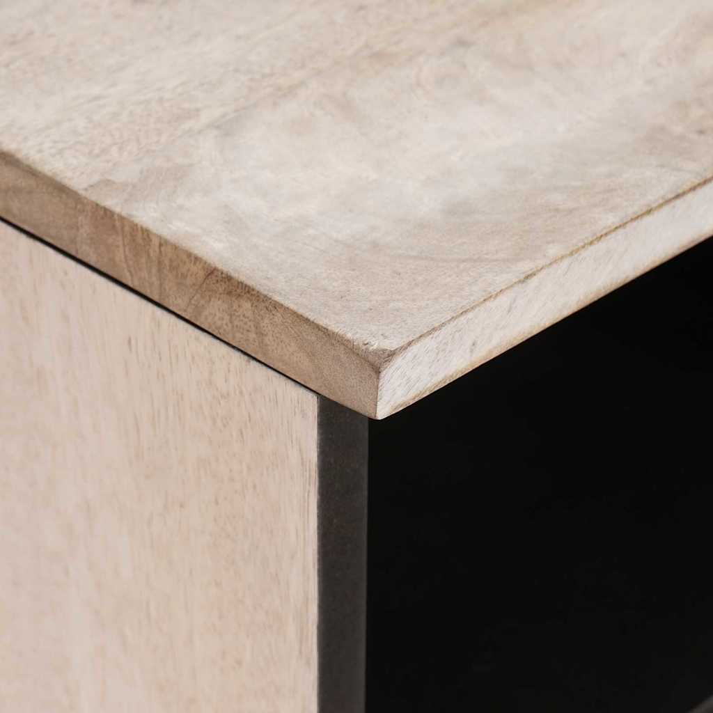 TV-Schränk mit Regal Weiß 80 x 33 x 46 cm massives Mangoholz