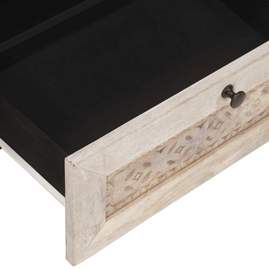 TV-Schränk mit Regal Weiß 80 x 33 x 46 cm massives Mangoholz