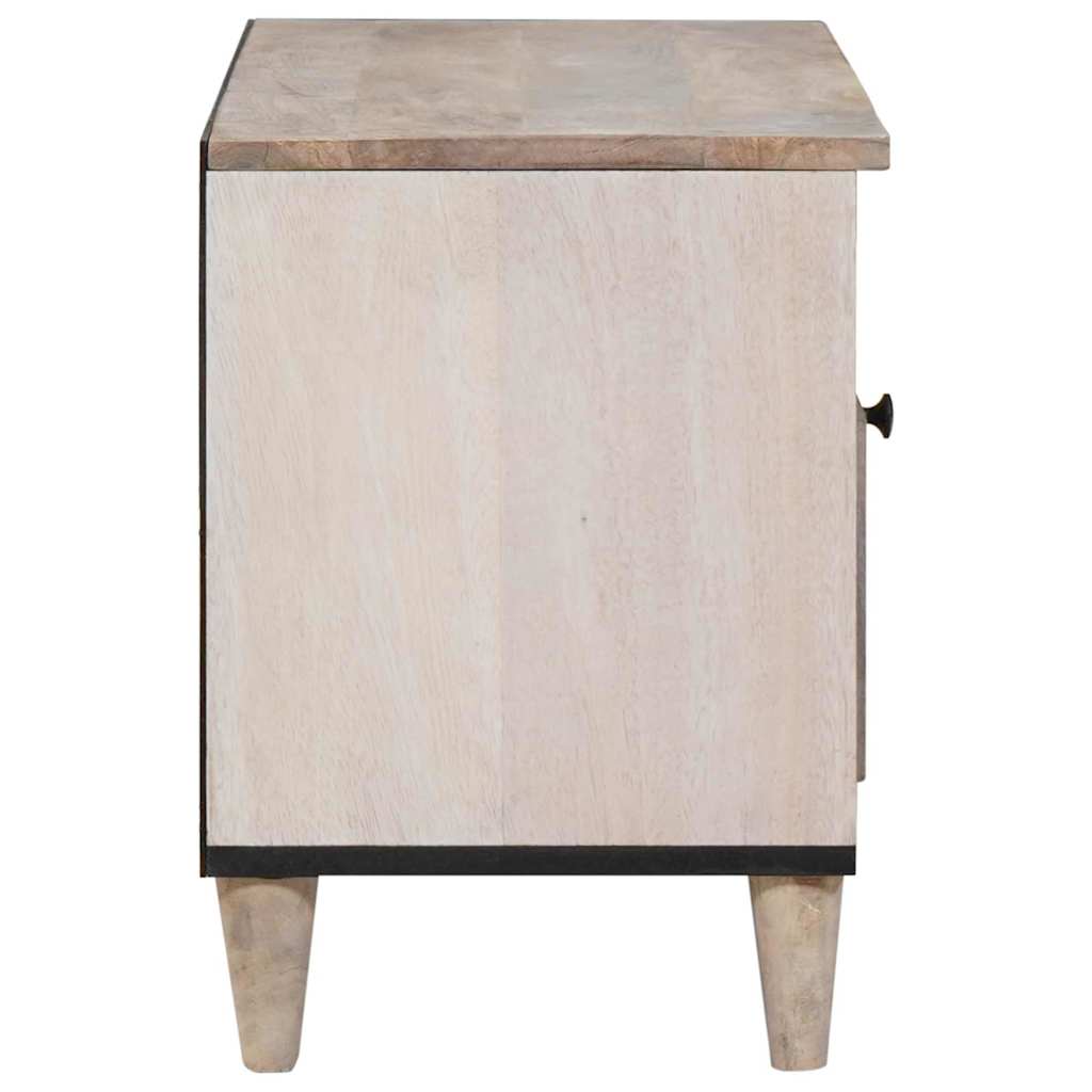 TV-Schränk mit Regal Weiß 80 x 33 x 46 cm massives Mangoholz