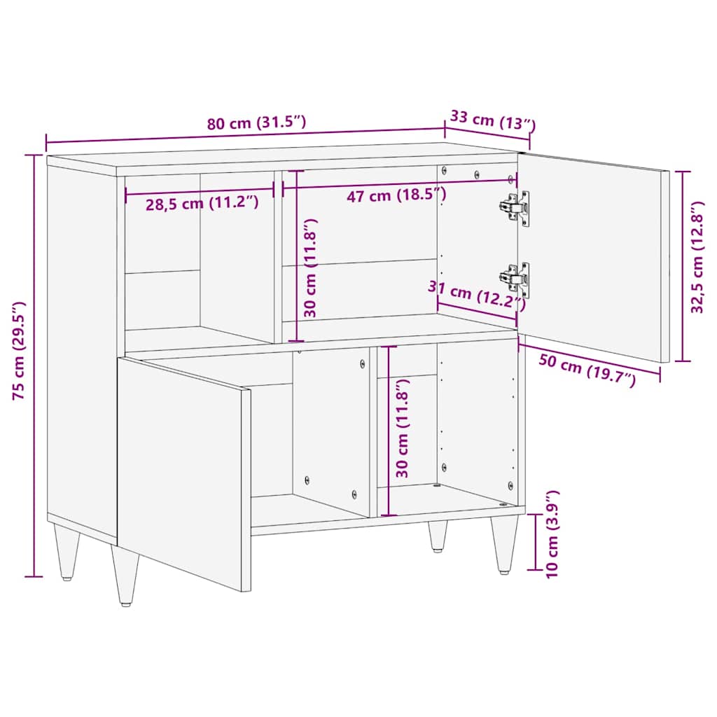 Sideboard Weiß 33,5 x 80 x 75 cm