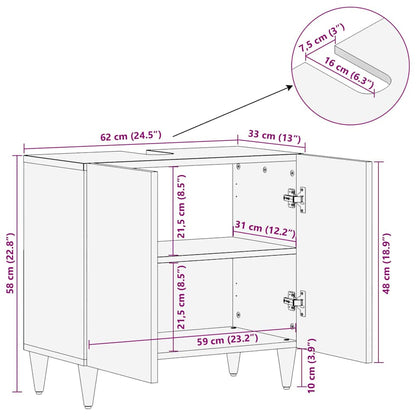 Waschbeckenunterschrank mit Speicher Honigbraun 62 x 33 x 58 cm