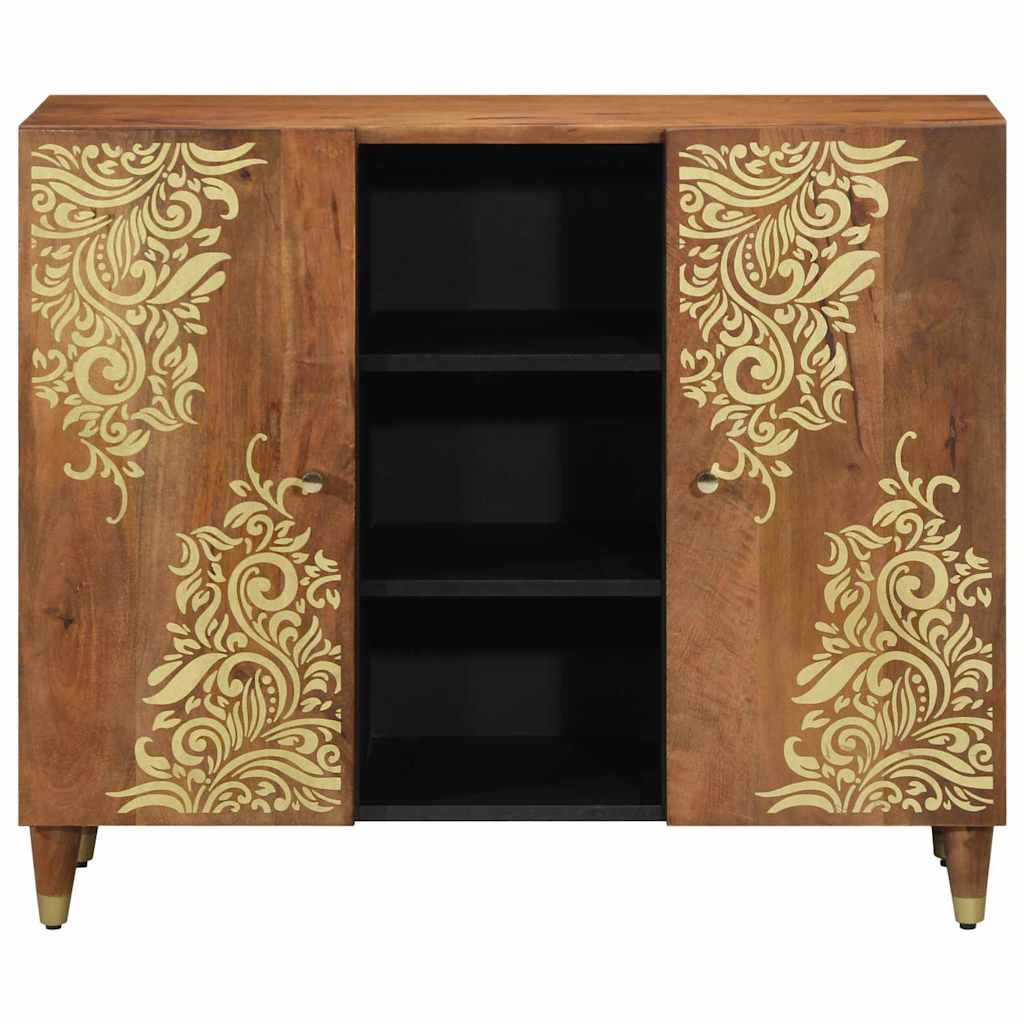 Sideboard mit Regal Braun 90 x 33.5 x 75 cm Massivholz Mango
