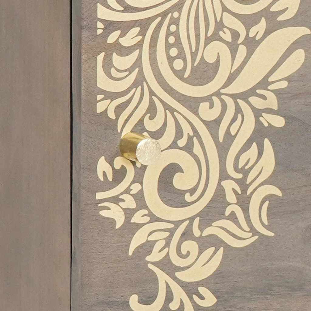 Nachttisch 2 pcs Grau 40 x 33 x 46 cm massives Mangoholz