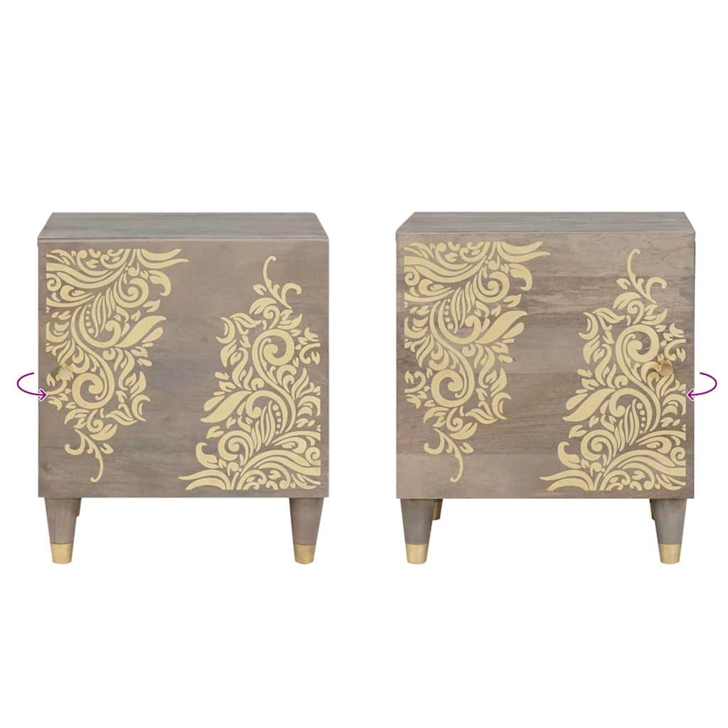 Nachttisch 2 pcs Grau 40 x 33 x 46 cm massives Mangoholz