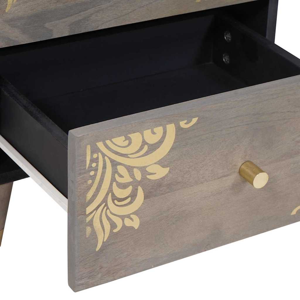 Nachttisch Grau 40 x 33 x 46 cm massives Mangoholz