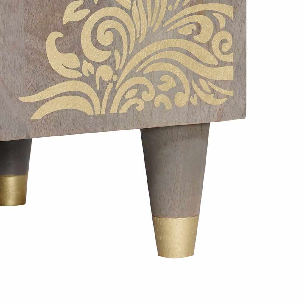 TV-Schränk Grau und Gold 105 x 33,5 x 46 cm Massivholz Mango