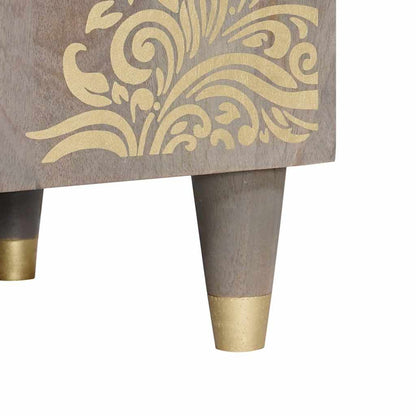 TV-Schränk Grau und Gold 105 x 33,5 x 46 cm Massivholz Mango