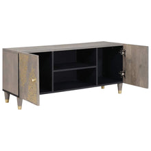 TV-Schränk Grau und Gold 105 x 33,5 x 46 cm Massivholz Mango