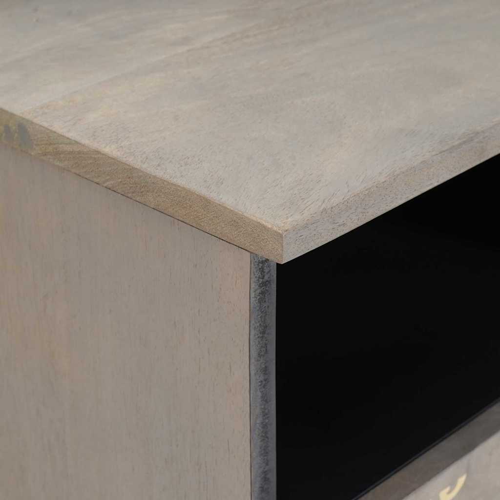 TV-Schränk mit Regal Grau und Gold Massivholz Mango