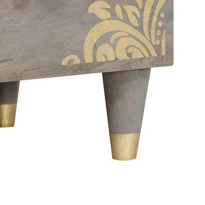 TV-Schränk mit Regal Grau und Gold Massivholz Mango