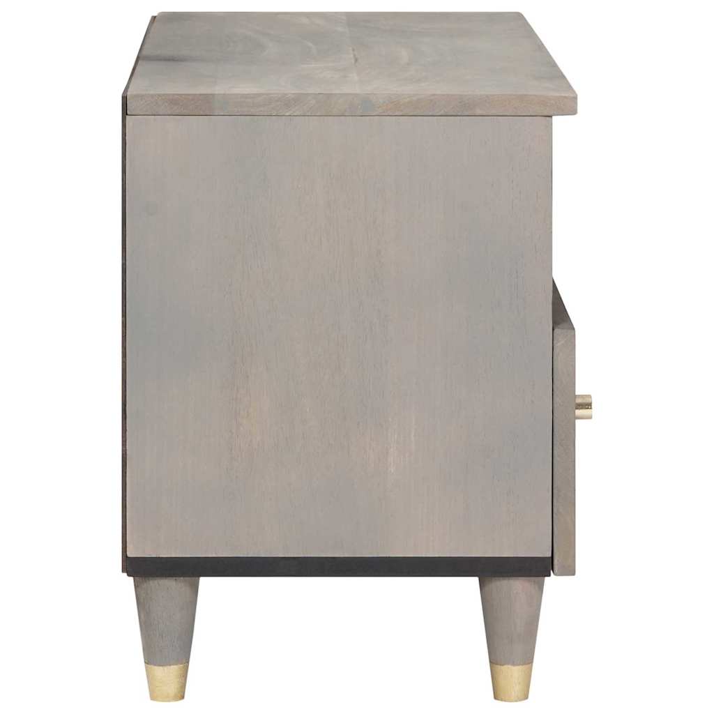 TV-Schränk mit Regal Grau und Gold Massivholz Mango