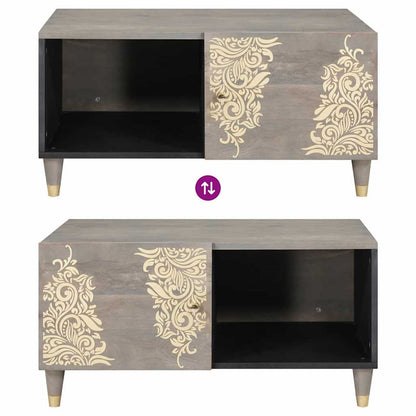 Couchtisch Grau 80 x 50 x 40 cm massives Mangoholz