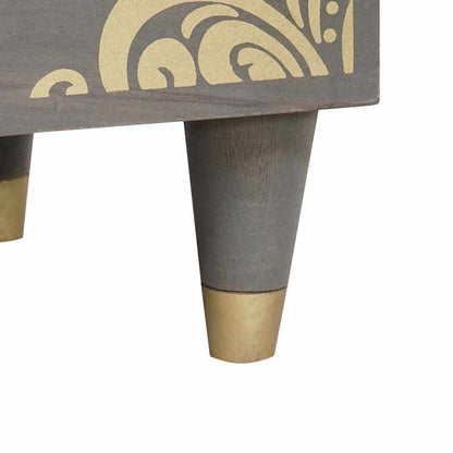 Nachttisch Grau 40 x 33 x 46 cm massives Mangoholz