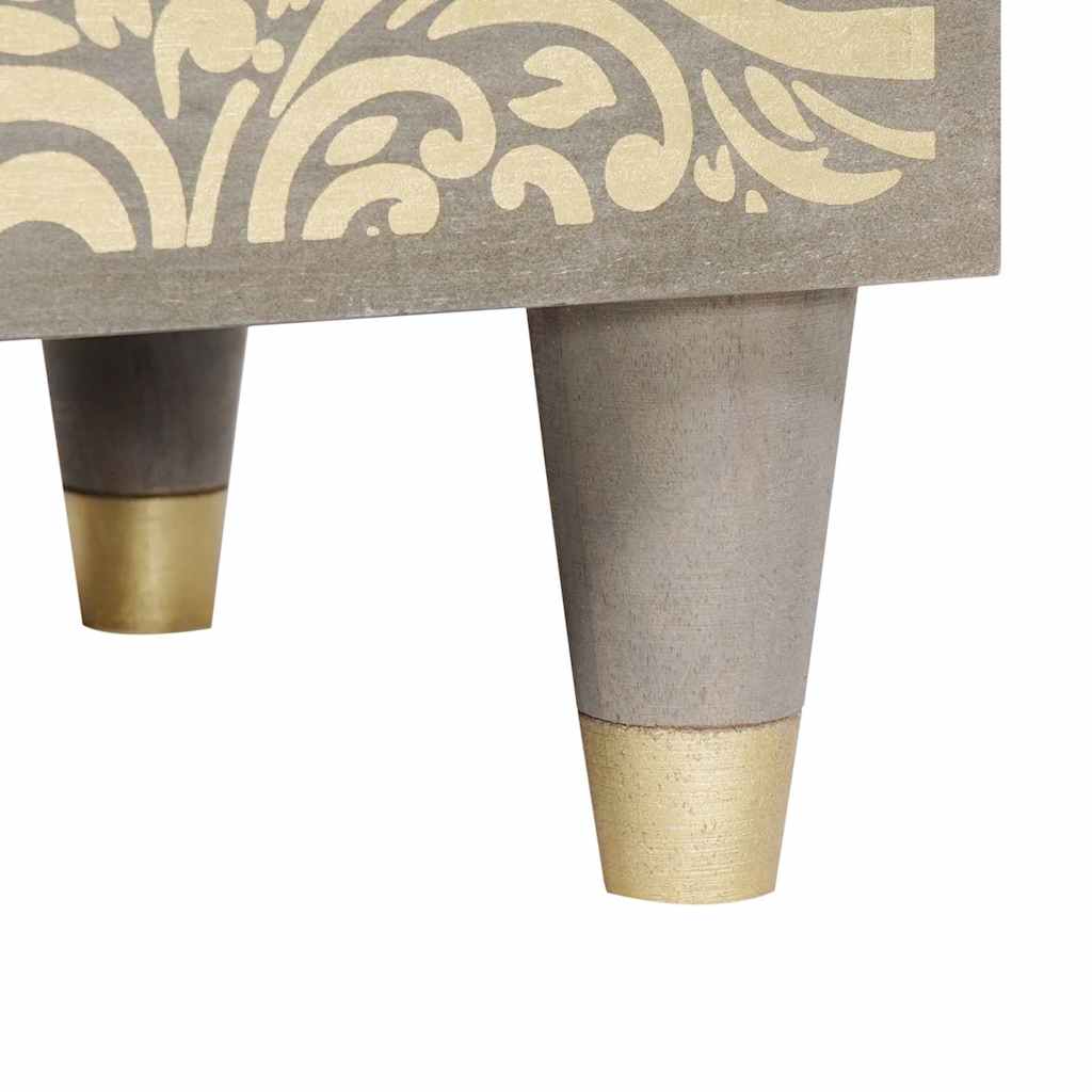 Nachttisch Grau 50 x 33 x 60 cm massives Mangoholz