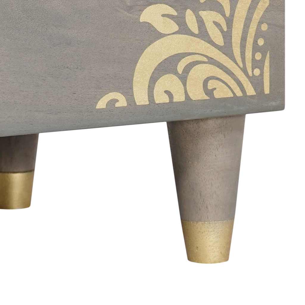 Nachttisch Grau 50 x 33 x 62 cm massives Mangoholz