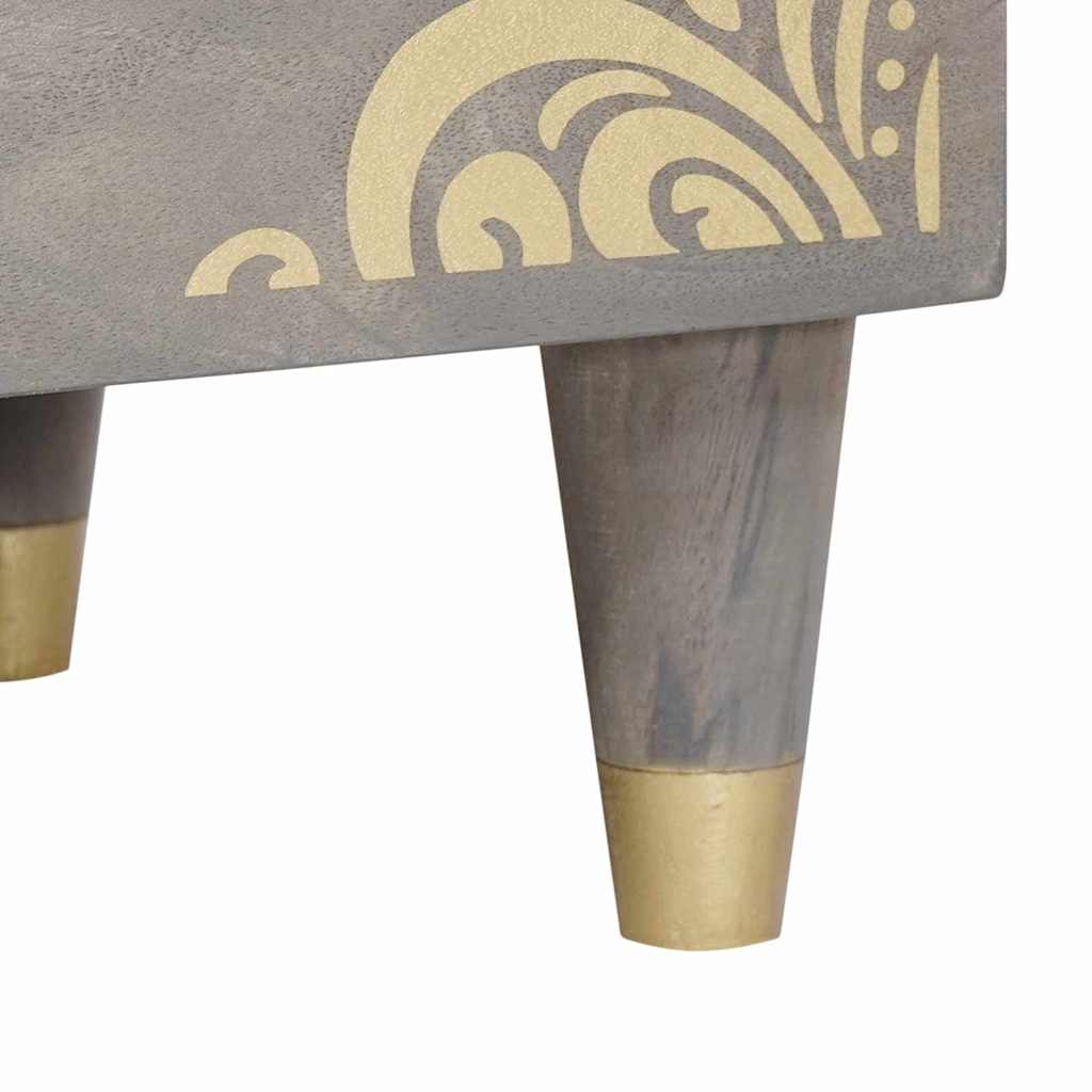 Nachttisch Grau 50 x 33 x 62 cm massives Mangoholz