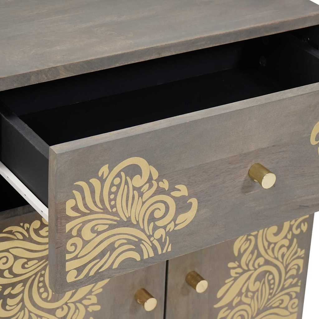 Nachttisch Grau 50 x 33 x 60 cm massives Mangoholz