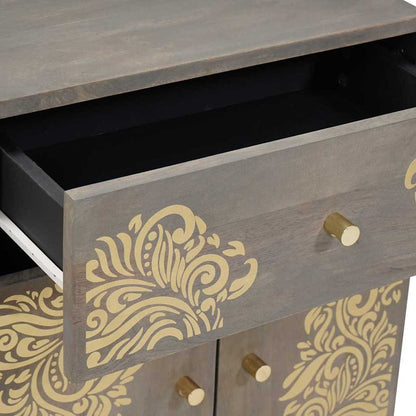 Nachttisch Grau 50 x 33 x 60 cm massives Mangoholz